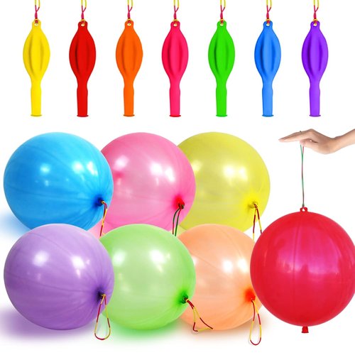 LEEZZIZZ Punch Balloons - 30Pcs Thickened Neon Party Favors for Kids | Heavy-Duty Bouncy Balls