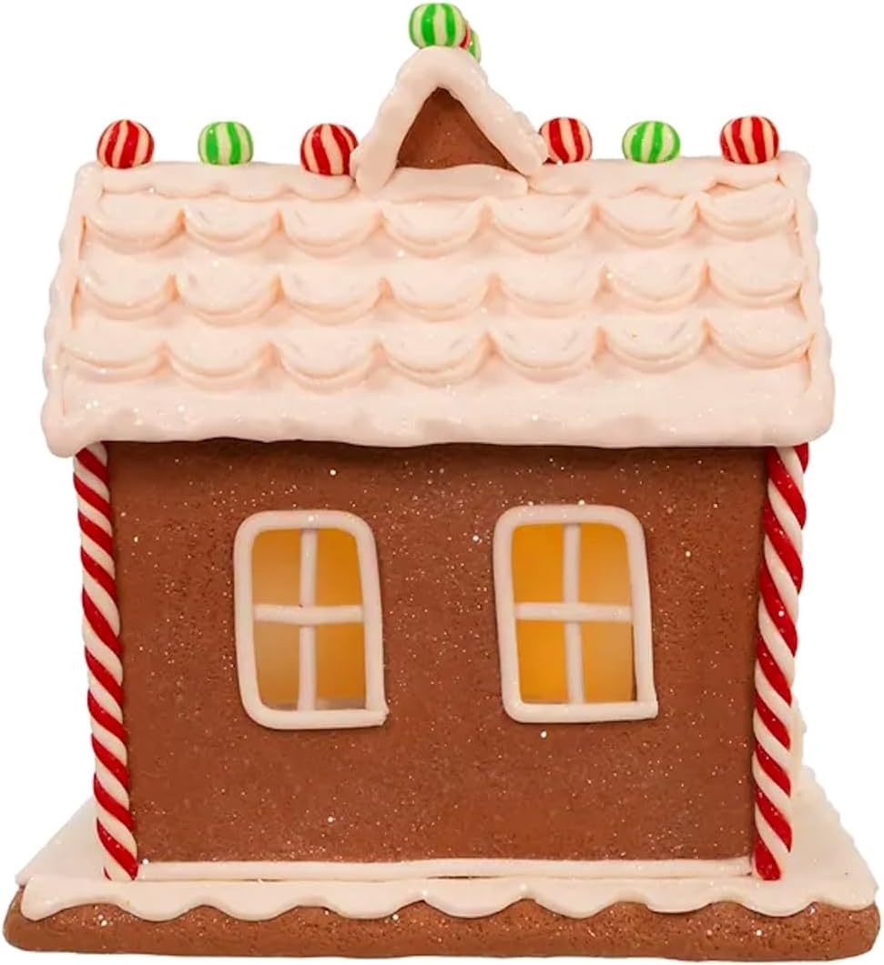The Bridge Collection Light Up Gingerbread House - Festive Christmas Decor | 9-Inch Holiday Village Figurine