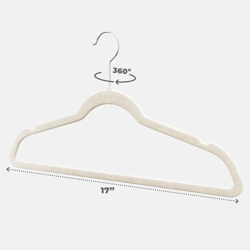 Home-it Premium Velvet Hangers - 50 Pack Ivory Non-Slip Heavy Duty Clothes Hangers | Ultra Thin Design