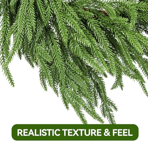 24-Inch Artificial Norfolk Pine Wreath for Front Door Holiday Decor