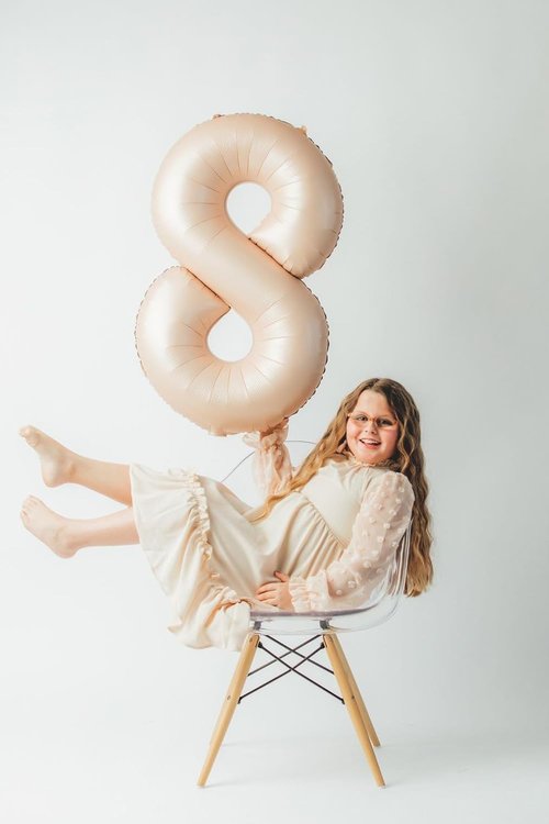 Light Brown 40-Inch Number 8 Balloon - Tan Birthday Decorations for Boys & Girls