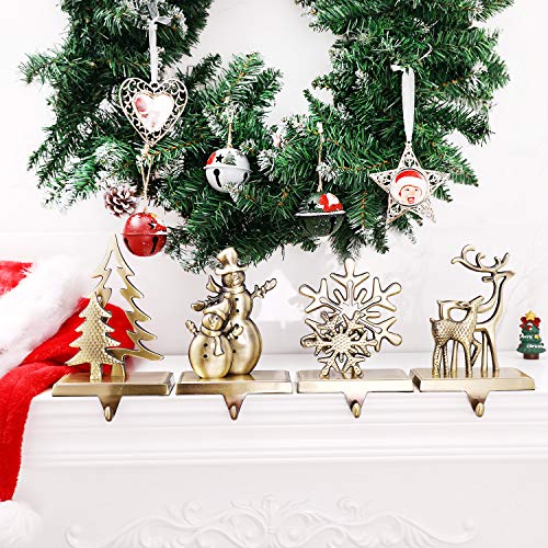 WAYTOSUC 4Pcs Bronze Velvet Double Stocking Holders for Mantle - Anti-Slip Xmas Hooks, 6.1" x 2.6" x 4.8"
