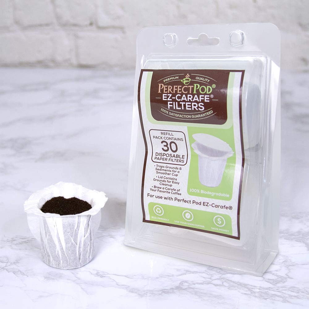 PERFECT POD EZ-Carafe Disposable K-Carafe Paper Filters with Patented Top Lid for Keurig 2.0 K-Carafe Reusable Coffee Pods, 4-Pack (120 Filters)