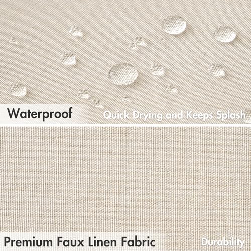 MIULEE Scalloped Shower Curtain Waterproof Linen Textured Cream 72x72