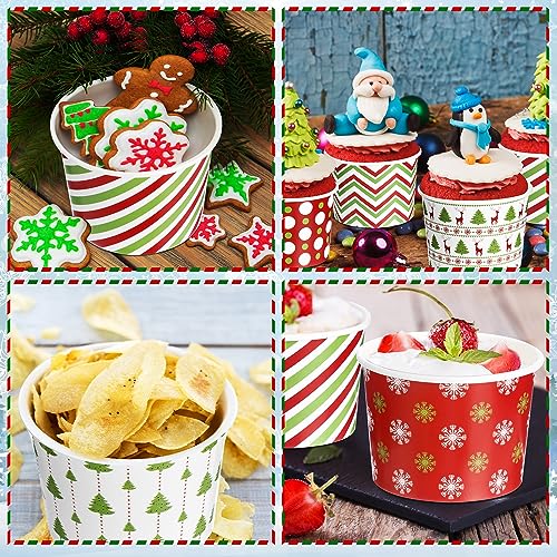 120 Pcs Christmas Disposable Dessert Bowls 9 oz, 6 Styles - Sliner