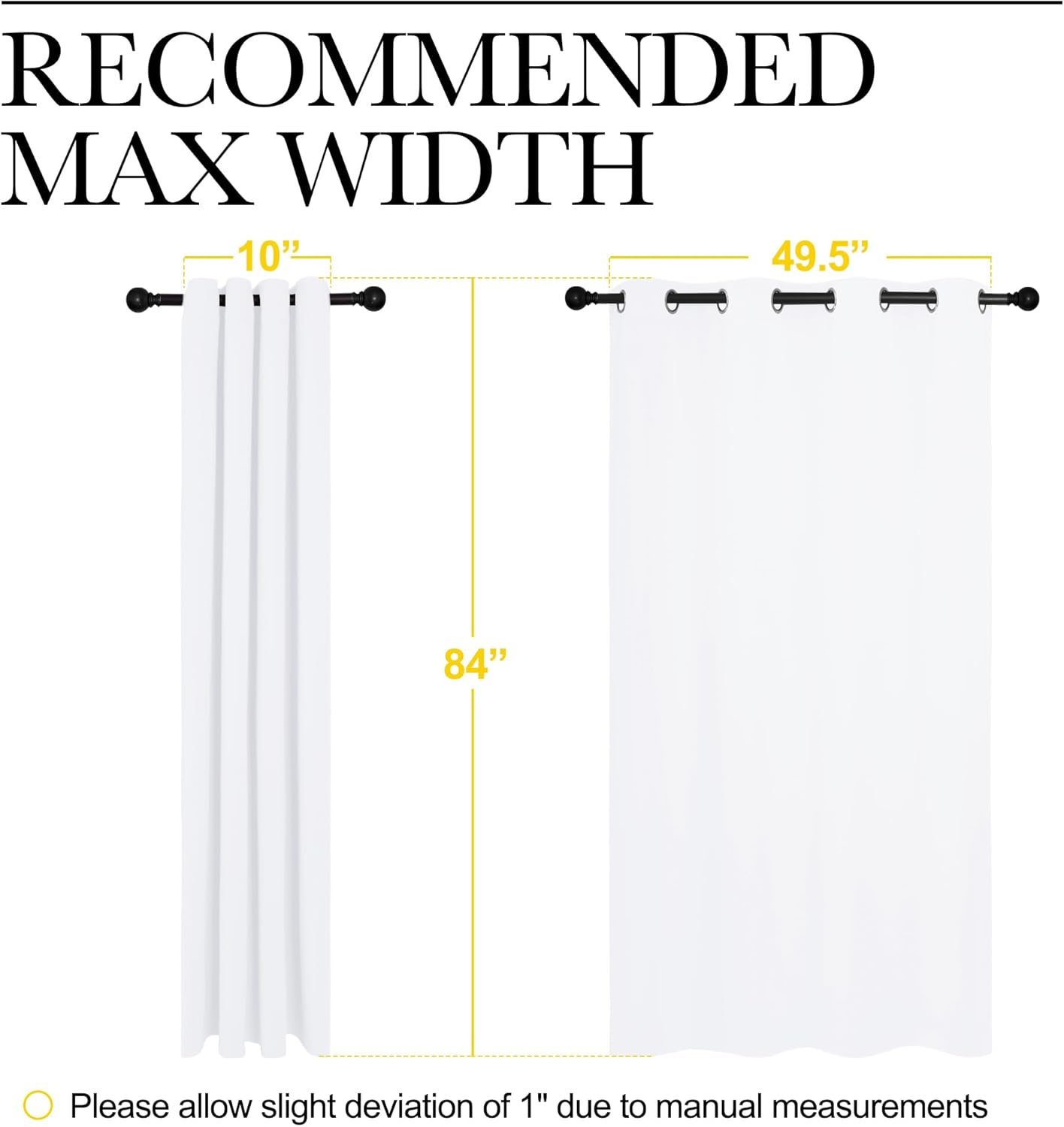 NICETOWN 100% Blackout Window Curtain Panels - Thermal Insulated Drapes, 84" Drop, White, 2 Pieces
