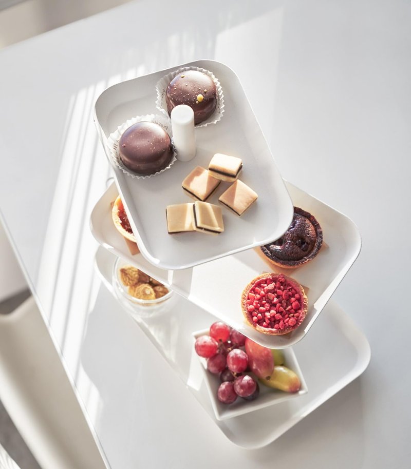 Yamazaki Home Tower 3-Tier Serving Stand - Appetizer Tray Organizer for Party Or Kitchen - Steel