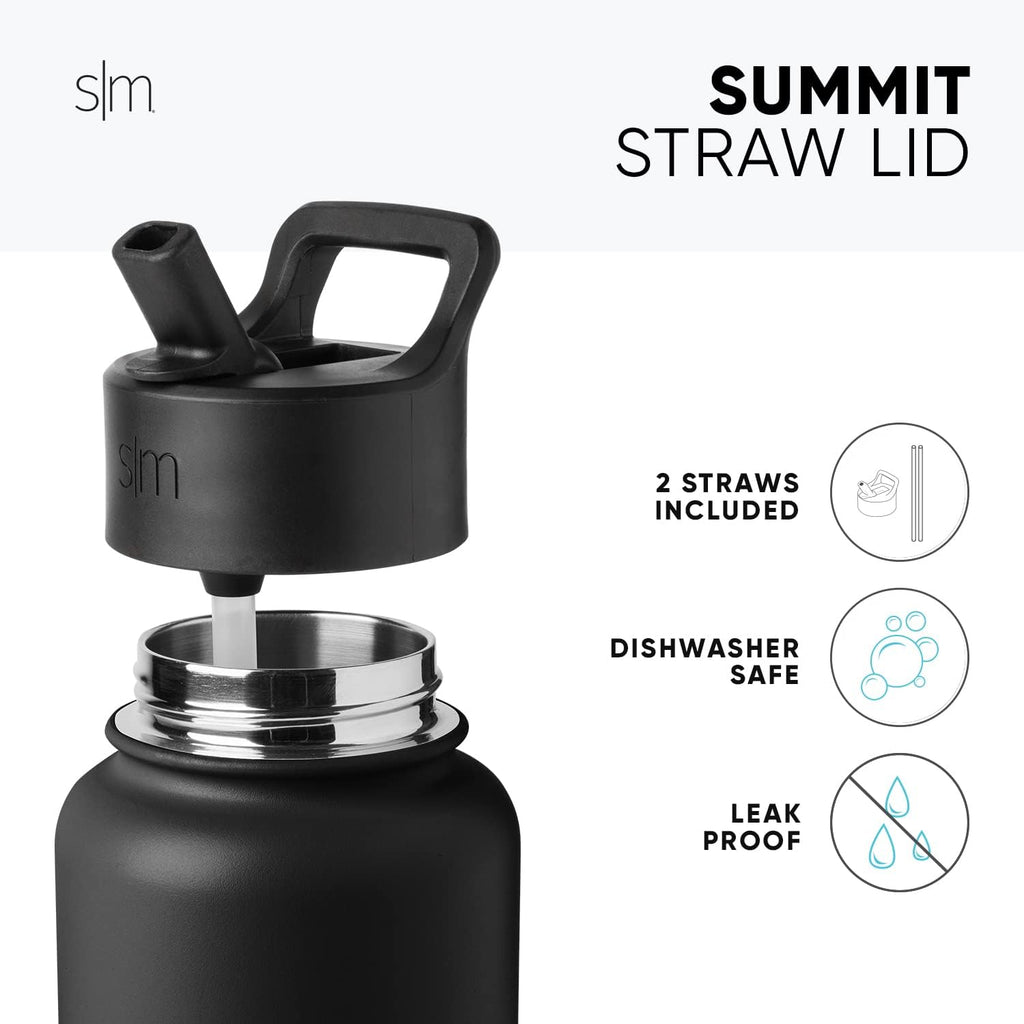 Simple Modern Water Bottle - Vacuum Insulated Stainless Steel Flask | 22oz, Midnight Black | Reusable & Leak-Proof