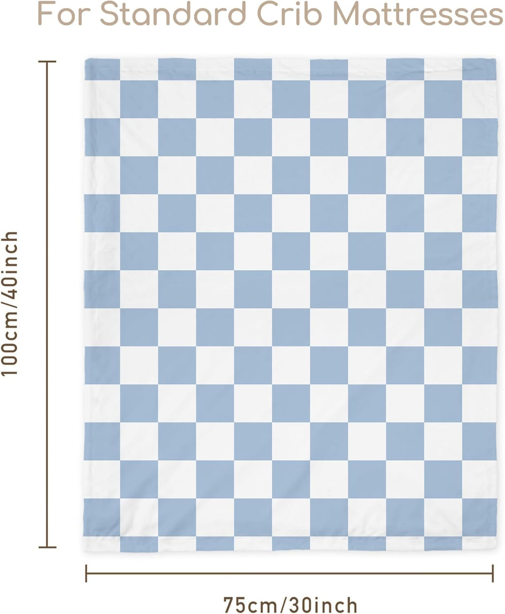 Skiennix Checkered Baby Blanket - Cozy Minky Nursery Blanket for Infants | Soft & Fluffy, 30x40 Inches, Blue
