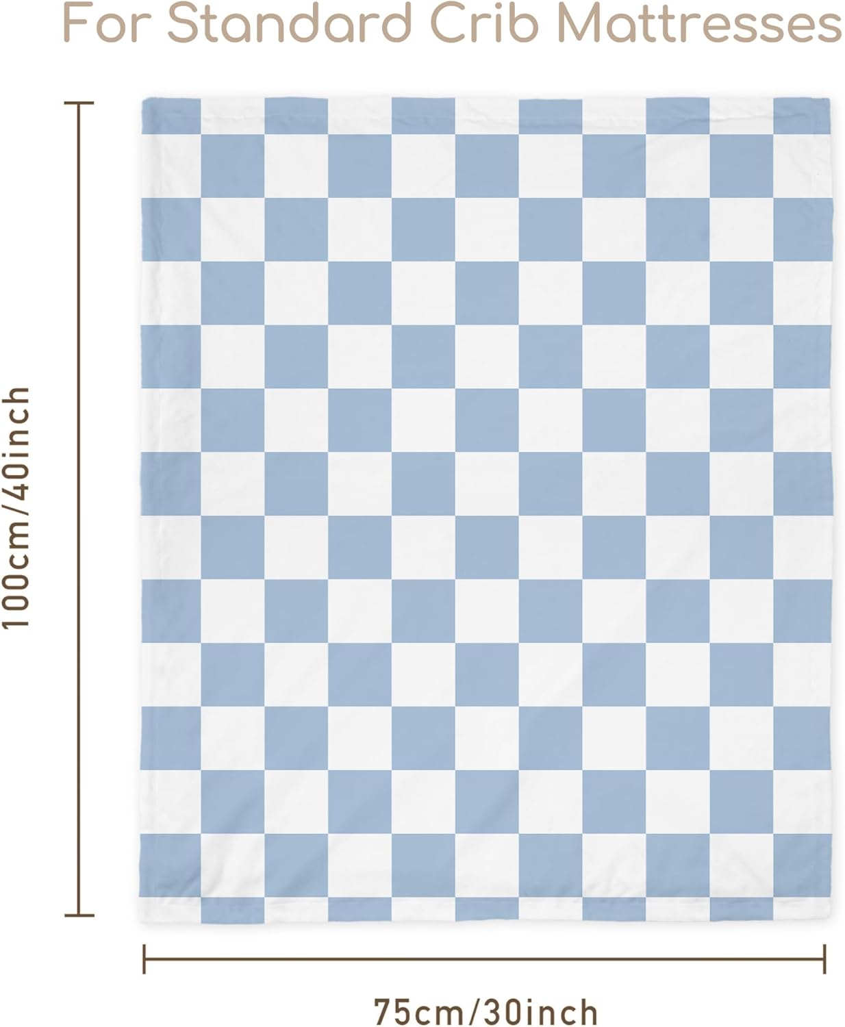 Skiennix Checkered Baby Blanket - Cozy Minky Nursery Blanket for Infants | Soft & Fluffy, 30x40 Inches, Blue