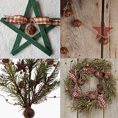 80 Pcs Rustic Christmas Jingle Bells and Metal Barn Stars Craft Set