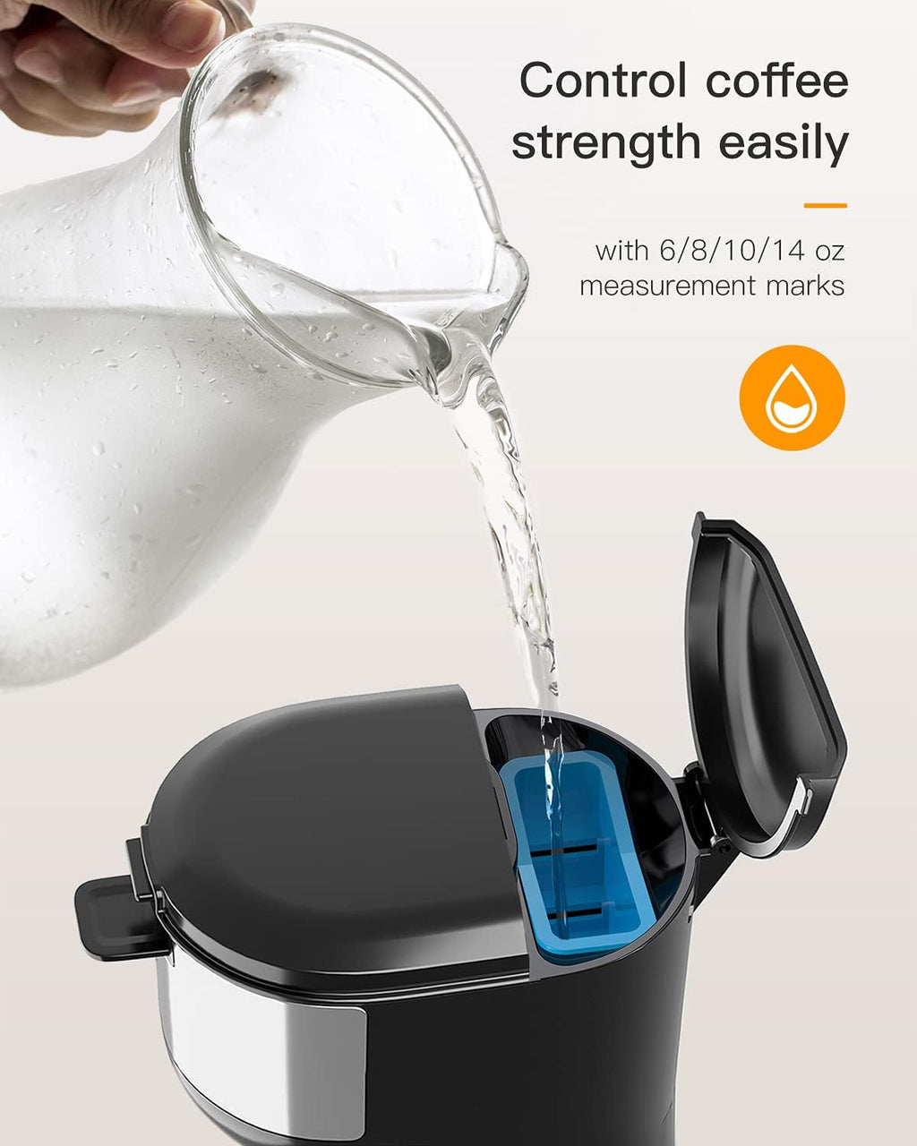 Skiennix Single Serve Coffee Maker - Brew K-Cup Pods & Ground Coffee | Thermal Drip, Self-Cleaning, Brew Strength Control