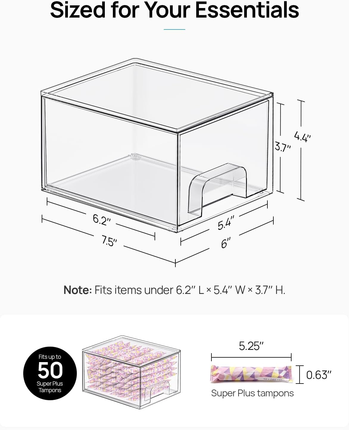 Vtopmart Small Clear Stackable Storage Drawers - Acrylic Makeup Organizer for Bathroom & Kitchen