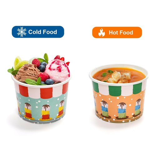Cididu 210 Pack Paper Ice Cream Cups, 12 Oz Disposable Ice Cream Bowls, Party Dessert Snack Bowls for Hot or Cold Food, Food Grade Party Supplies Treat Cups for Yogurt Soup Fruits, Birthday Picnic