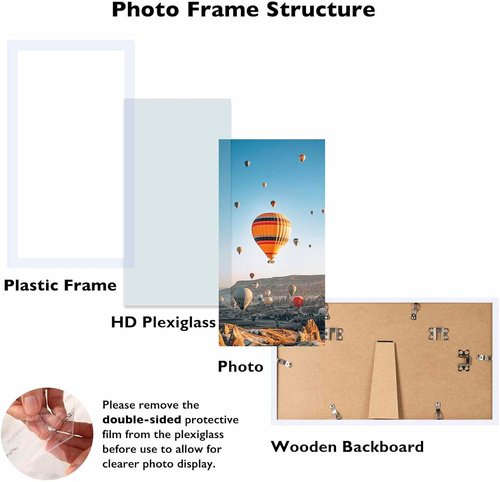 JCJMY 4x9 Picture Frame - White Wall Mount or Tabletop Display | Shatter-Resistant Plexiglass
