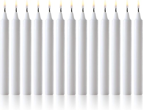 Chimes White Taper Candles - Dripless Set of 60 | 4 Inch Tall, 1/2 Inch Diameter, 1.5 Hour Clean Burn