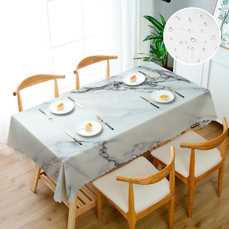 Swono Marble Table Cloth Rectangle Tables Abstract White Gray Marble Texture Kitchen Table Cover Oblong 52"X70" Tablecloth for Dining Table Buffet Parties Patio and Camping
