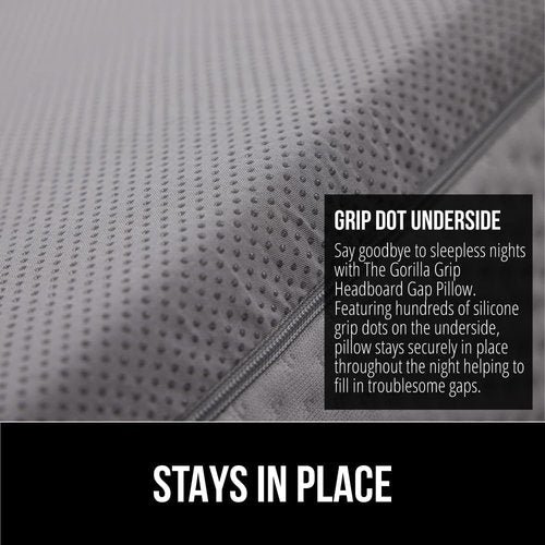 GORILLA GRIP Bed Wedge Pillow - Patented Design for Headboard Gap | High-Density Foam, King Size, Soft Gray