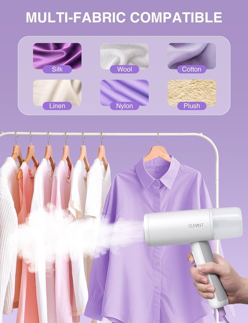CLEVAST Portable Garment Steamer - Handheld Travel Size Wrinkle Remover with 30-Second Heat Up