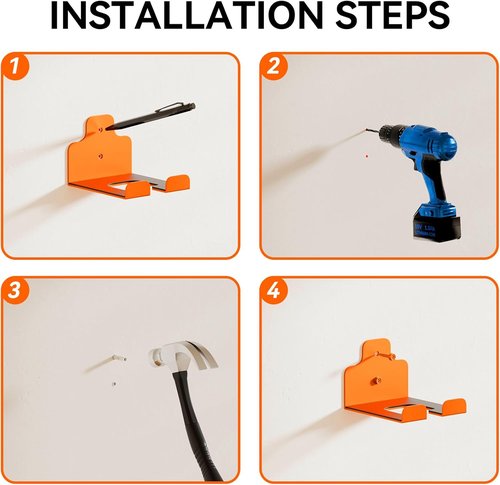 JNIHEEP Garage Organizer - Wall-Mounted Trimmer Rack for Garden Tools | 2-Pack in Orange