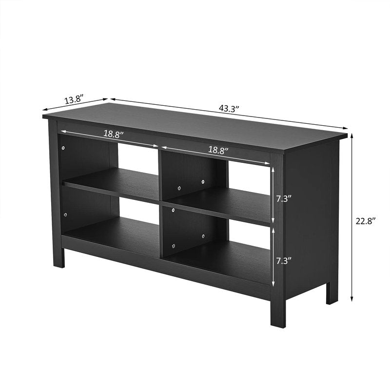 Panana Modern 43.3" Entertainment Center TV Stand with 4 Open Shelves, for 50 Inch TVs, Media Console for Living Room, Bedroom (Black)