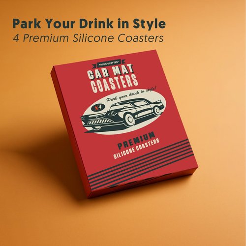 Triple Gifffted Silicone Drink Coasters, Funny Gag Novelty Car Enthusiasts Lovers Gifts for Men Him Ideas,Mechanic Guy Man Cave Garage,Brother,Son,Dad,Birthday Christmas Stocking Stuffer,Dirty Santa