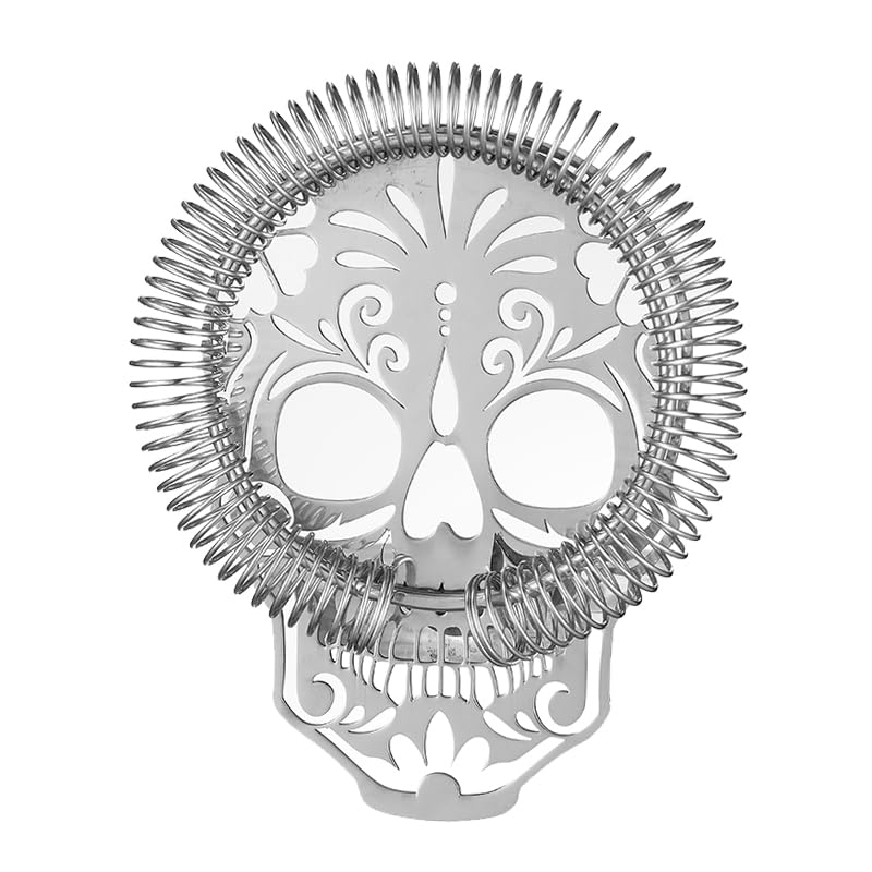 Stainless Steel Skull Cocktail Strainer with Short Handle - Bar & Bartending Tool (Cocktail Geek)