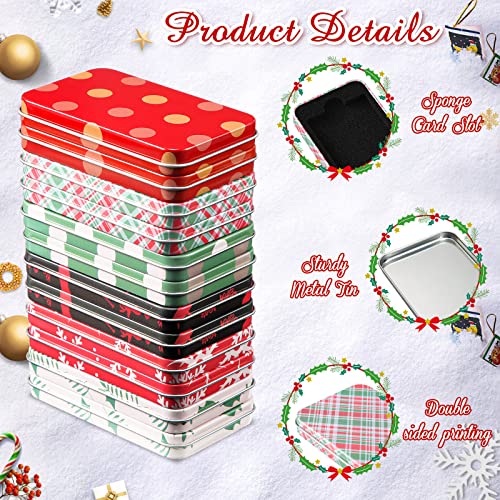 Zhengmy 36 Pcs Christmas Gift Card Tin Boxes with Lids – 6 Designs, 11 x 6.5 cm