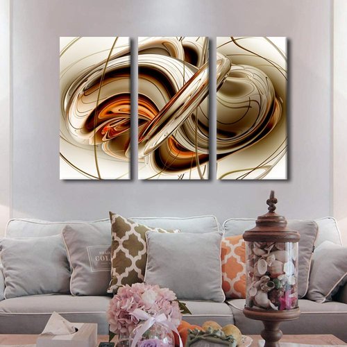 3 Panel Canvas Wall Art Abstract Poster Art Prints White Paintings Canvas Artwork Orange Brown Canvas Wall Art Stretched and Framed Wall Decorations for Home Office Bedroom Ready to Hang 28" Wx42 H