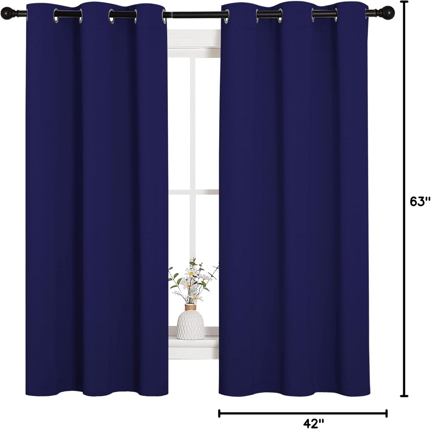 NICETOWN Blackout Curtains - All Season Thermal Insulated Grommet Drapes for Kids' Room | Royal Blue, 42 x 63 Inch (2 Panels)