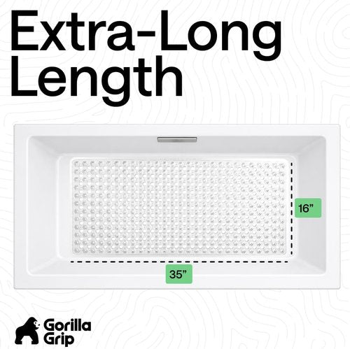 GORILLA GRIP Bath Tub Shower Mat - Machine Washable, Soft & Slip-Resistant, 35x16 Inch, Clear