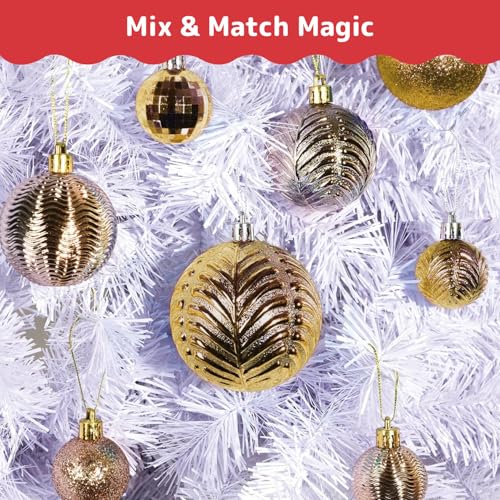 36-Piece Shatterproof Gold Christmas Ornament Set - Assorted Sizes & Finishes