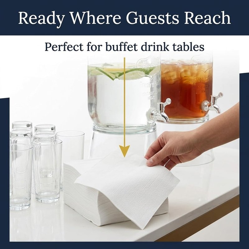 White Disposable Beverage Napkins – 1000 Count Cocktail Napkins, Absorbent Paper Napkins, Bulk for Parties, Bars, Catering, Restaurants & Events