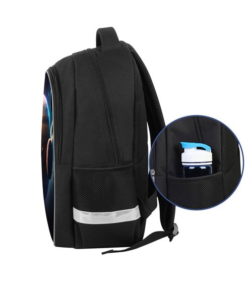 AnySmic Solar System Planets Stars Space Kids Backpack, Galaxy School Bookbag for Boys and Girls, Polyester, 17 Inches Back Pack, Giftable, Bottle Holders, Tablet Compartment