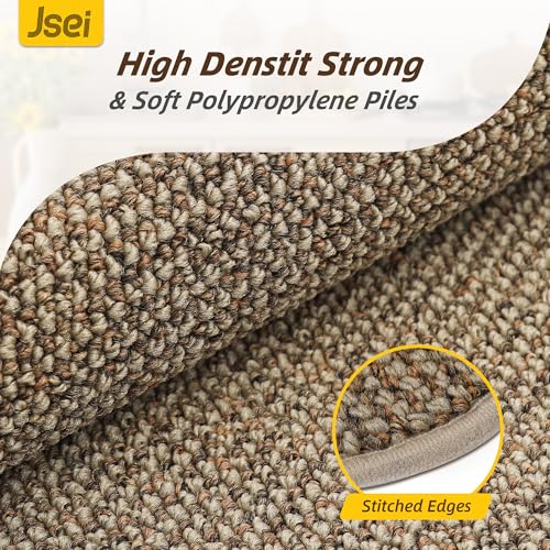 Scalloped Kitchen Rugs and Mats Set, 2-Piece Non-Slip Washable Taupe Rug