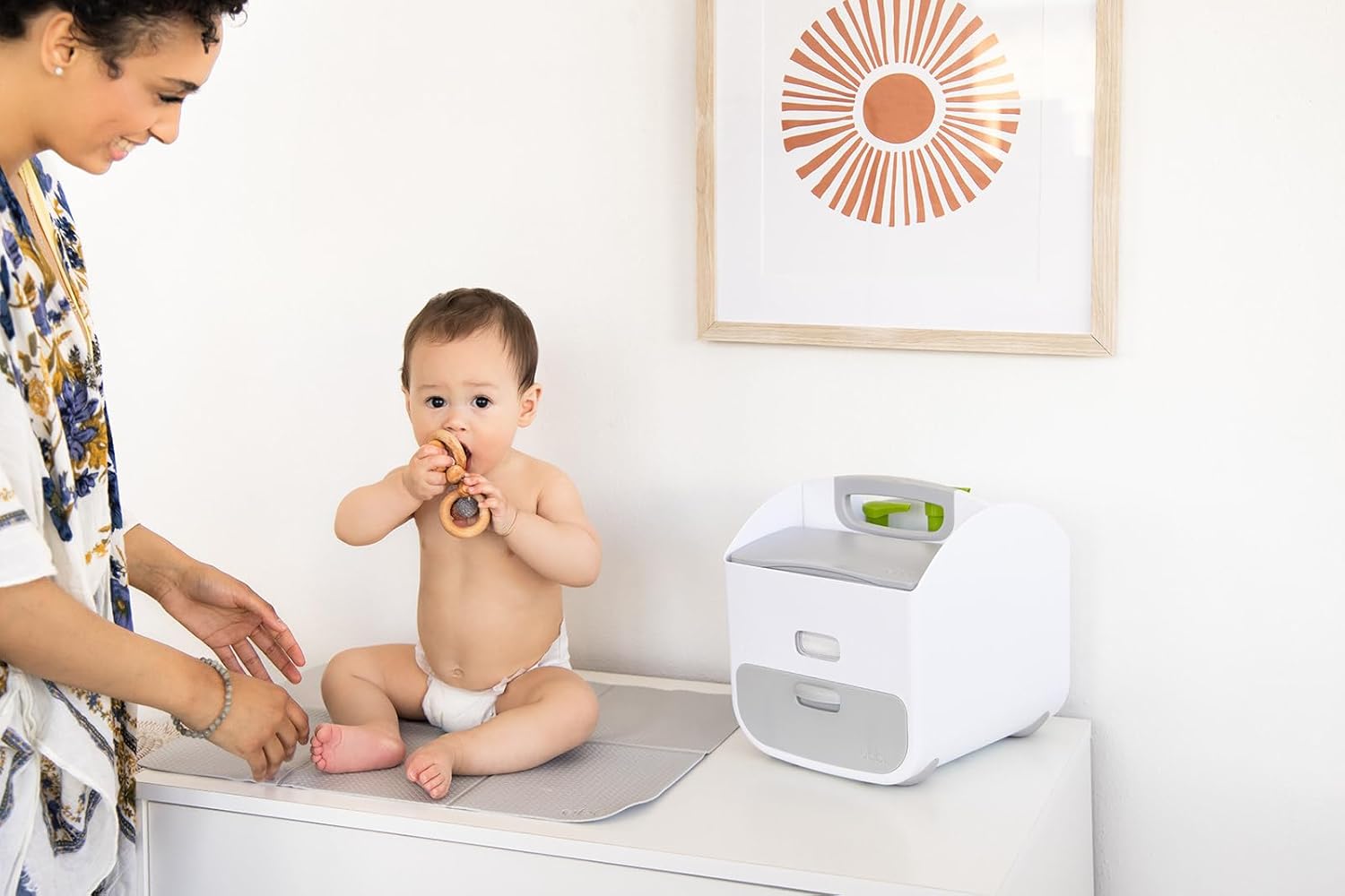 Ubbi Portable Diaper Changing Station - Diaper Storage Caddy Organizer with Folding Mat | Gray