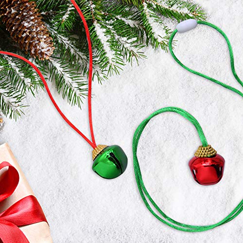 24-Piece Christmas Jingle Bell Necklace Set - Red, Gold, and Green