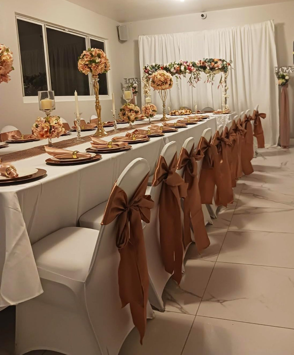 Wedding Satin Gold Chair Sashes by [Brand Name] - 50 Pack Fitted Ribbons for Party Decor | 7x108 Inches