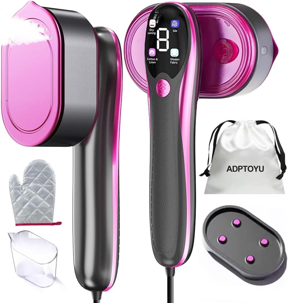 Skiennix 2-in-1 Portable Handheld Steamer & Iron - Fast Heat-Up, LED Display, Large Ceramic Panel, Purple