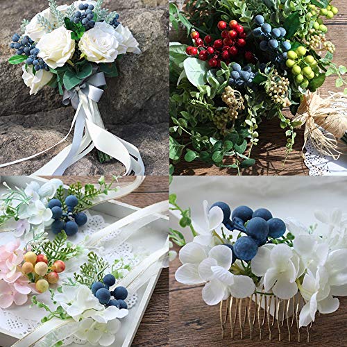 4pcs Artificial Blueberries with Stems for Home Decoration