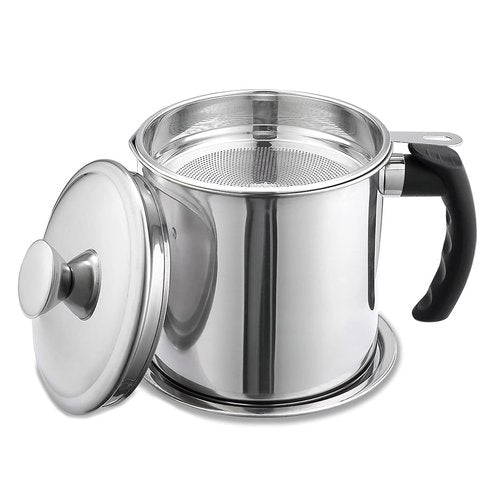YYJINGYOU Grease Container with Fine Mesh Strainer kitchen oil storage tank pot 1.3L