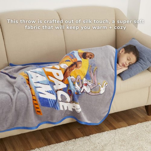 Space Jam Kids Bedding Super Soft Silk Touch Throw, 40 in x 50 in, (Official Licensed Product)