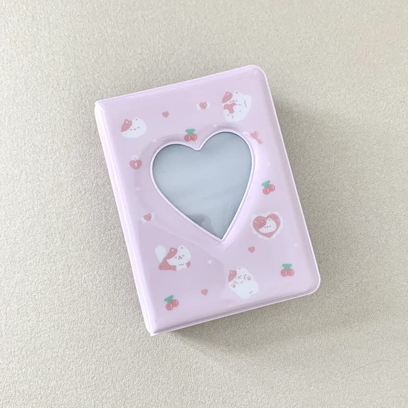 3-Inch Mini Heart Hollow Photo Card Binder, 40-Pocket Collectible Album