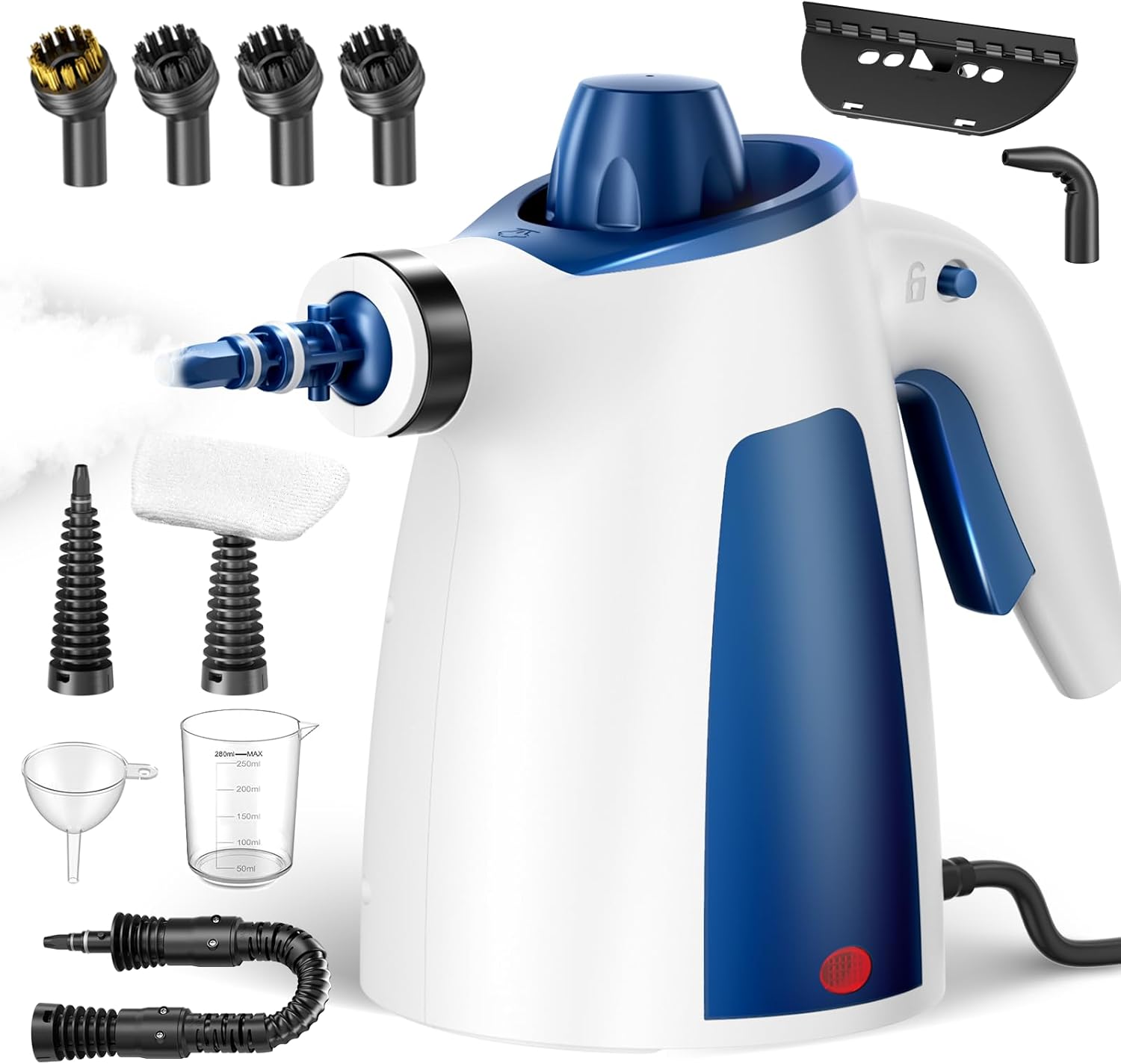 Skiennix Steam Cleaner - Pressurized Handheld Multi-Surface Steamer with 12 Accessories | 350ML Capacity for Home, Car, Upholstery, and Kitchen Cleaning