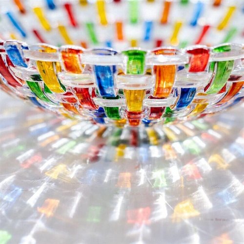 MAGCOLOR Hand Painted Colorful Woven Glass Crystal Salad & Fruit Bowl - Elegant Centerpiece for Home & Events
