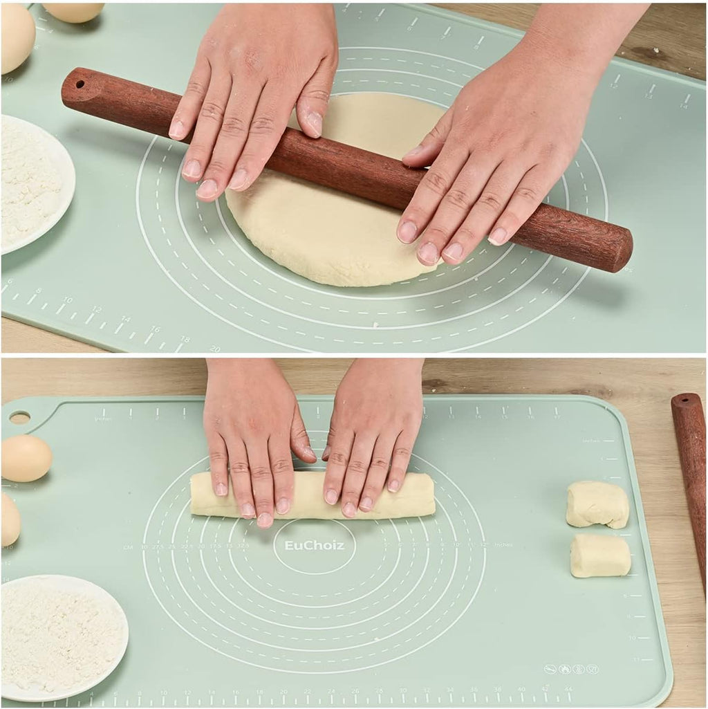 Skiennix Silicone Pastry Mat - Extra Thick Non-Stick Baking Mat | 24"x16" Food Grade Dough Roller
