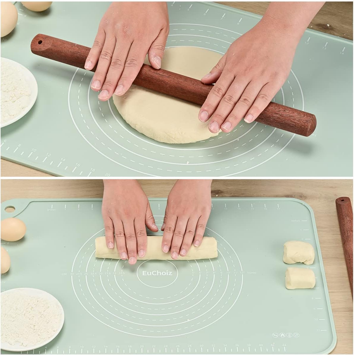 Skiennix Silicone Pastry Mat - Extra Thick Non-Stick Baking Mat | 24"x16" Food Grade Dough Roller
