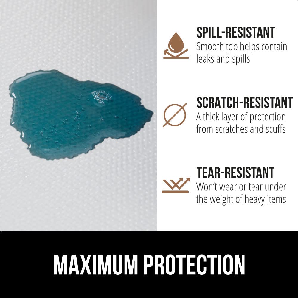 GORILLA GRIP DripGuard Shelf Liner, Non-Adhesive Drawer and Kitchen Cabinet Protector, 20x240 Inch, Strong Grip Slip Resistant Underside, Smooth Surface Liners for Cabinets, Bathrooms, Closets, White