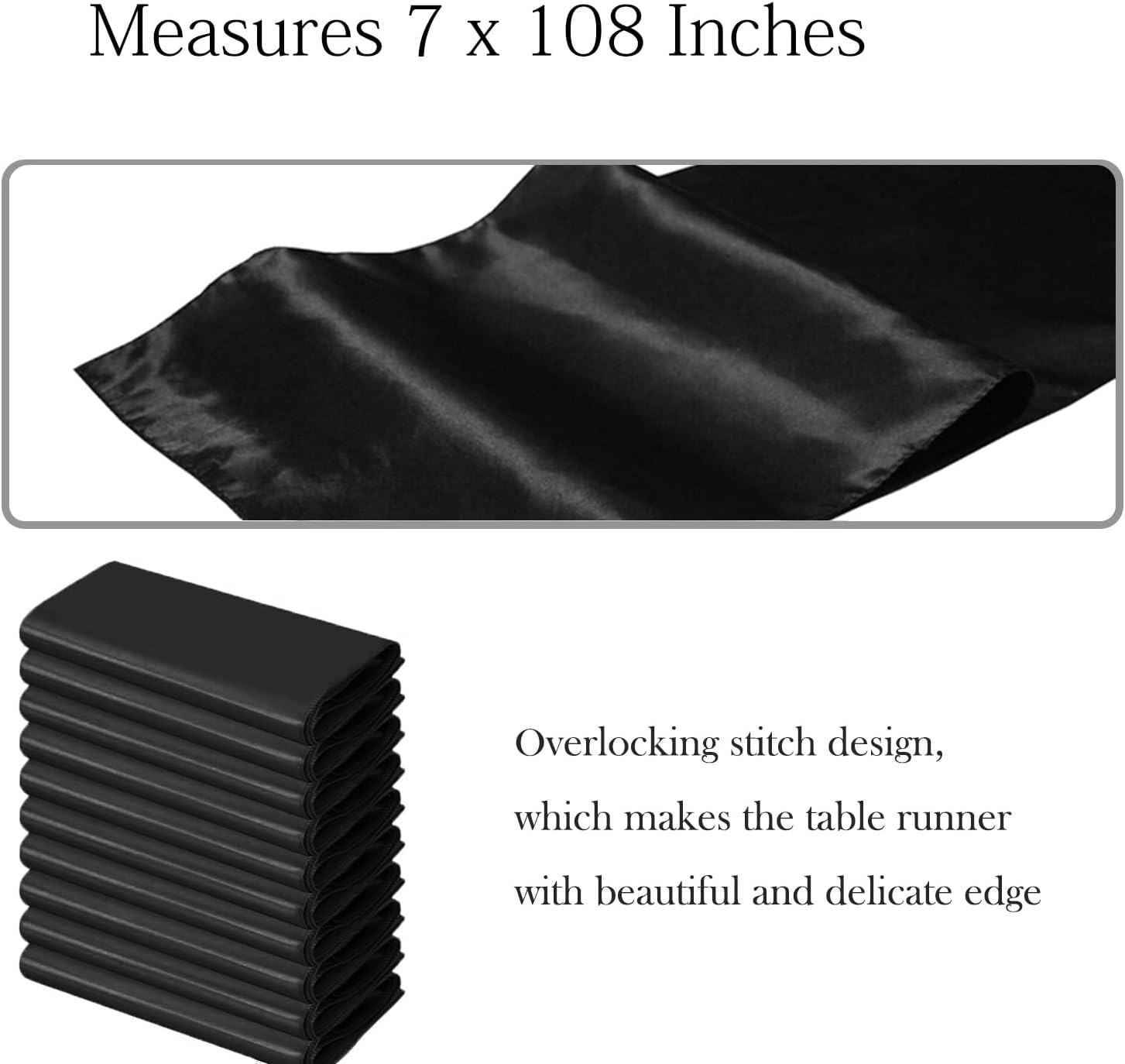 Regine Switzerland Black Satin Chair Sashes - 50 Pack, 7x108 Inches for Weddings & Parties