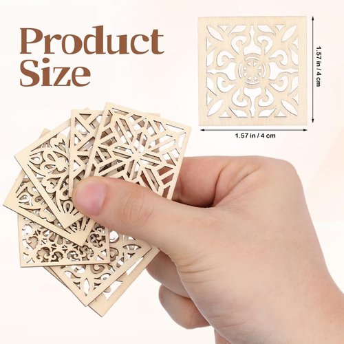 Abaodam Unfinished Wooden Craft Shapes - 20 Pcs Boho Flower Cutouts with Hemp Rope | 40mm